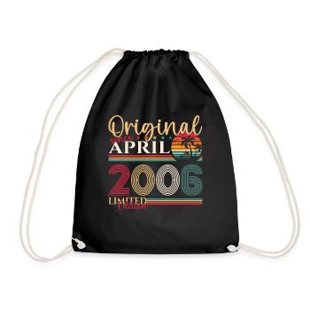 17th birthday man April Born 2006 Original - Drawstring Bag - black - Front