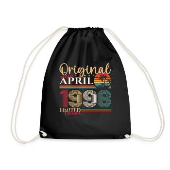 25th birthday man April Born 1998 Original - Drawstring Bag - black - Front