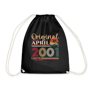22nd birthday man April Born 2001 Original - Drawstring Bag - black - Front