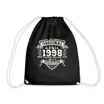 25th birthday man April Born 1998 Original - Drawstring Bag - black - Front