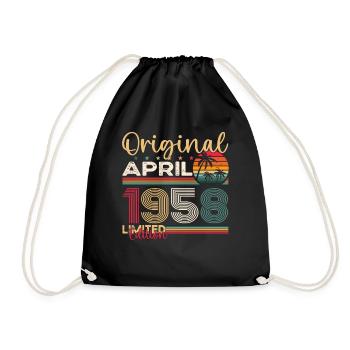 65e anniversaire homme April Né en 1958 Original - Sac de sport léger - noir - Devant