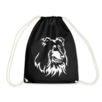 Collie Kopf "Black Edition" - Turnbeutel - Schwarz - Vorne