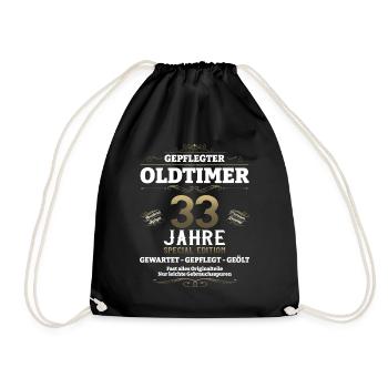 33. Geburtstag Mann Oldtimer Jahrgang 1990 - Turnbeutel - Schwarz - Vorne