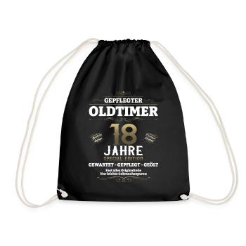 18. Geburtstag Mann Oldtimer Jahrgang 2005 - Turnbeutel - Schwarz - Vorne
