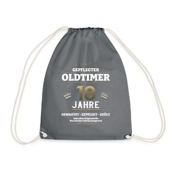 18. Geburtstag Mann Oldtimer Jahrgang 2005 - Turnbeutel - Grau - Vorne