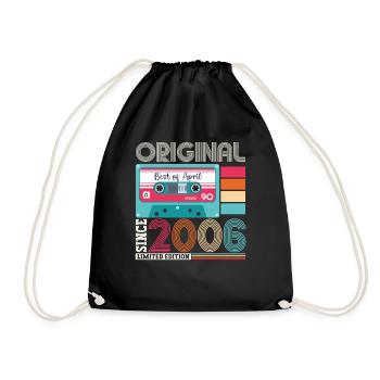 17th birthday man April vintage 2006 cassette - Drawstring Bag - black - Front