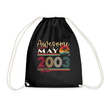 20th Birthday Man Woman Awesome May Vintage 2003 - Drawstring Bag - black - Front