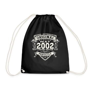 21st Birthday Man Original May Vintage 2002 - Drawstring Bag - black - Front