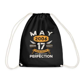 17th Birthday Man May Vintage 2006 Legendary - Drawstring Bag - black - Front
