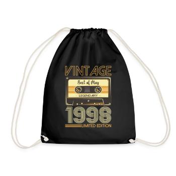 25 Birthday Man Woman Cassette May Year 1998 - Drawstring Bag - black - Front