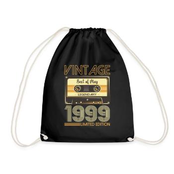 24 Birthday Man Woman Cassette May Vintage 1999 - Drawstring Bag - black - Front