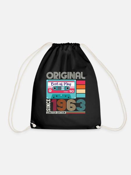 60 Geburtstag Mann Frau Kassette May Jahrgang 1963 - Turnbeutel - Schwarz