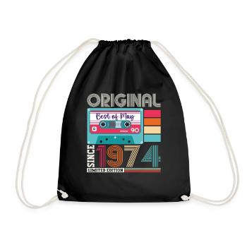 49 Anniversaire Homme Femme Cassette Mai Vintage 1974 - Sac de sport léger - noir - Devant