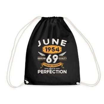 69th Birthday Man June Born 1954 Legendary - Drawstring Bag - black - Front