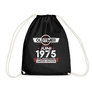 48. Geburtstag Mann Oldtimer Juni Jahrgang 1975 - Turnbeutel - Schwarz - Vorne
