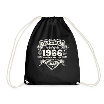 57th Birthday Man June Year 1966 Original - Drawstring Bag - black - Front