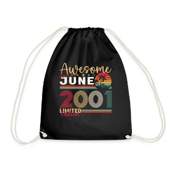 22nd Birthday Man June Vintage 2001 Awesome - Drawstring Bag - black - Front