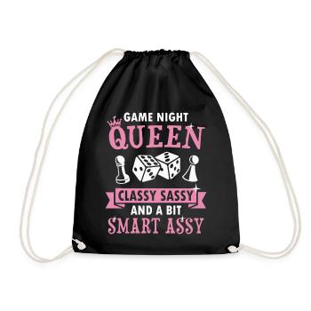Queen Of Game Night Card Game Broadgame Winner - Drawstring Bag - black - Front