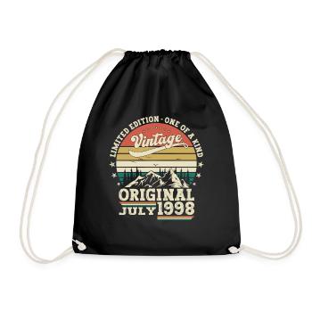 25th Birthday Man Original July Vintage 1998 - Drawstring Bag - black - Front