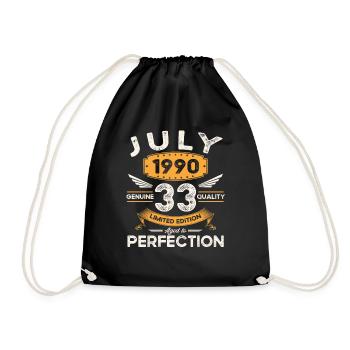 33rd Birthday Man Legendary July Vintage 1990 - Drawstring Bag - black - Front