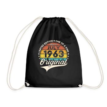 60th Birthday Man Born In July Born 1963 - Drawstring Bag - black - Front