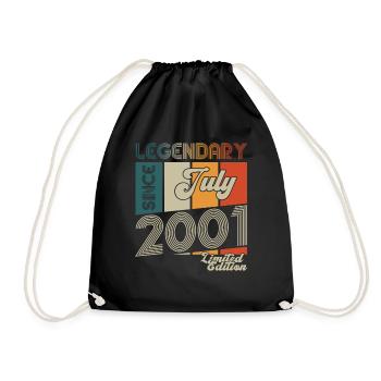 22nd Birthday Man Born In July Vintage 2001 - Drawstring Bag - black - Front