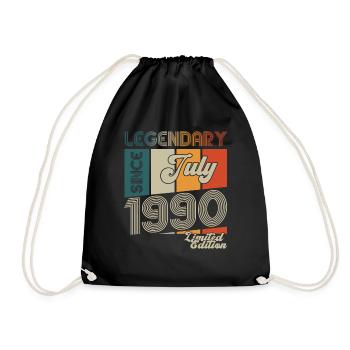 33rd Birthday Man Born In July Vintage 1990 - Drawstring Bag - black - Front