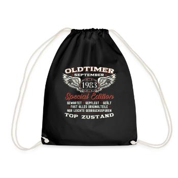 40th birthday classic car September vintage 1983 - Drawstring Bag - black - Front