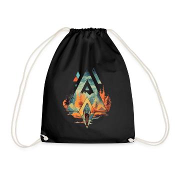 Hiking Mountains Geometry Colorful - Drawstring Bag - black - Front