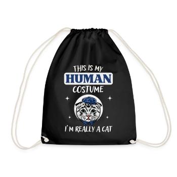 Costume Humain Chat Déguisement - Sac de sport léger - noir - Devant