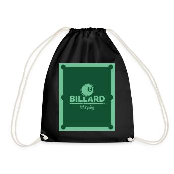 Billiards Pool Table Symbol 8-ball Graphic Club - Drawstring Bag - black - Front