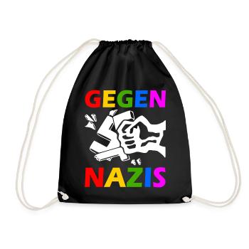 Gegen nazis - Turnbeutel - Schwarz - Vorne