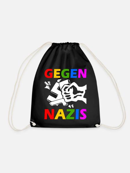 Gegen nazis - Turnbeutel - Schwarz