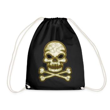Decorative Skull Skull - Drawstring Bag - black - Front