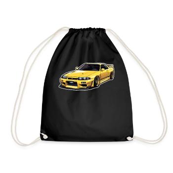 jdm r33 car motif japanese dream cars of the 90s - Drawstring Bag - black - Front