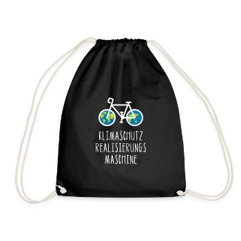 Klimaschutz Realisierungs Maschine Fahrrad Bike - Turnbeutel - Schwarz - Vorne