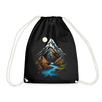 Mountain peaks in the moonlight - Drawstring Bag - black - Front