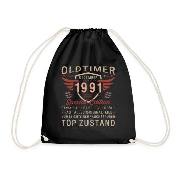 32. Geburtstag Oldtimer Dezember Jahrgang 1991 - Turnbeutel - Schwarz - Vorne