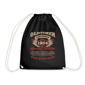 69. Geburtstag Oldtimer Dezember Jahrgang 1954 - Turnbeutel - Schwarz - Vorne