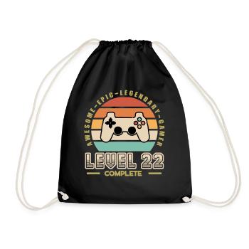Level 22 - Drawstring Bag - black - Front
