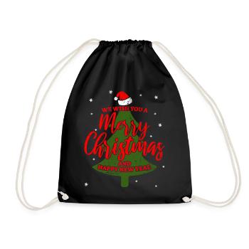 Froher Weihnachtsbaum Jubel - Turnbeutel - Schwarz - Vorne