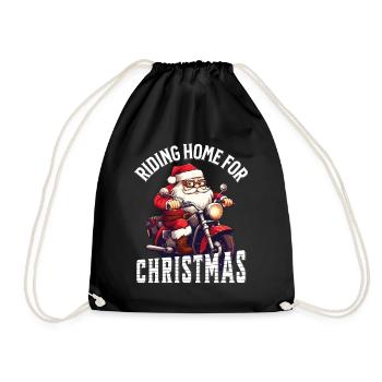 Santa Claus Motorcycle Sunglasses Christmas - Drawstring Bag - black - Front