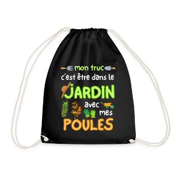 Humour Jardinier Retraite Mon jardin et mes Poules - Sac de sport léger - noir - Devant