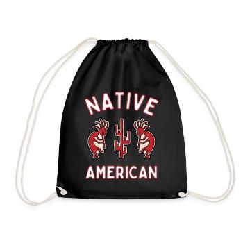 Native American Rock Painting Dancers - Drawstring Bag - black - Front