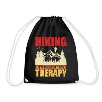 Hiking it's Cheaper Than Therapy - Drawstring Bag - black - Front