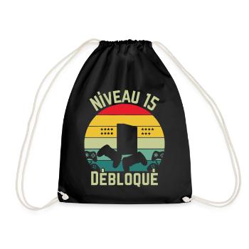 Level 15 Unlocked - Drawstring Bag - black - Front