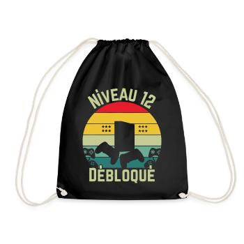Level 12 Unlocked - Drawstring Bag - black - Front