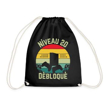 Level 20 Unlocked - Drawstring Bag - black - Front