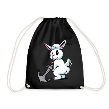 Hase Anker Seemann Kaninchen Maritim Ahoi - Turnbeutel - Schwarz - Vorne