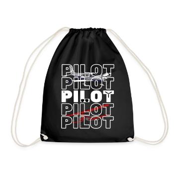 Pilot Jet Airplane Cabin crew Commander Co-Pilot - Drawstring Bag - black - Front